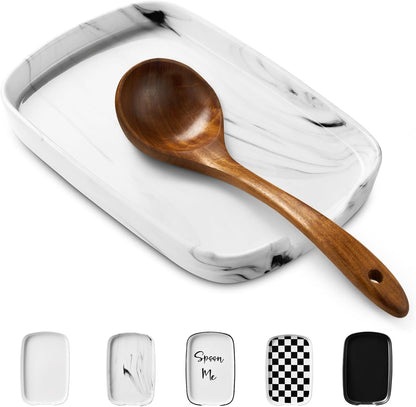 Spoon Rest for Stove Top, Ceramic Spoon Holder for Counter, Modern Farmhouse Decor Accessories for Spatula, Spoons or Tongs