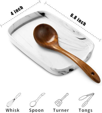 Spoon Rest for Stove Top, Ceramic Spoon Holder for Counter, Modern Farmhouse Decor Accessories for Spatula, Spoons or Tongs