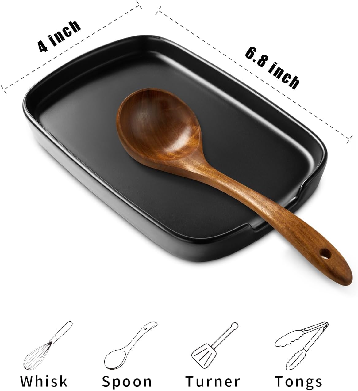 Spoon Rest for Stove Top, Ceramic Spoon Holder for Counter, Modern Farmhouse Decor Accessories for Spatula, Spoons or Tongs