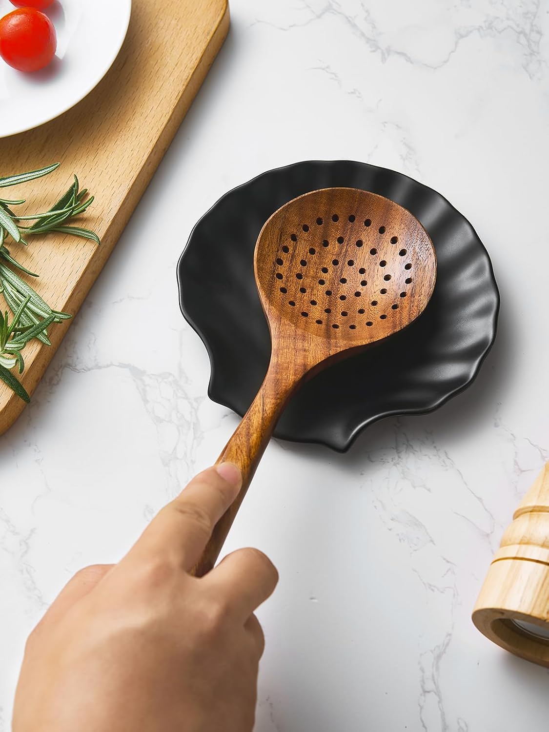 Spoon Rest for Stove Top, Ceramic Spoon Holder for Counter, Modern Farmhouse Decor Accessories for Spatula, Spoons or Tongs