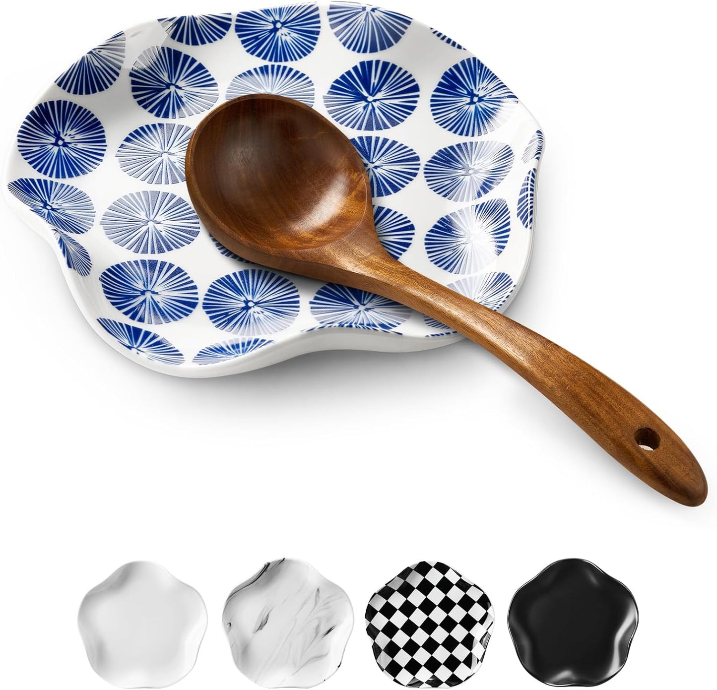Spoon Rest for Stove Top, Ceramic Spoon Holder for Counter, Modern Farmhouse Decor Accessories for Spatula, Spoons or Tongs