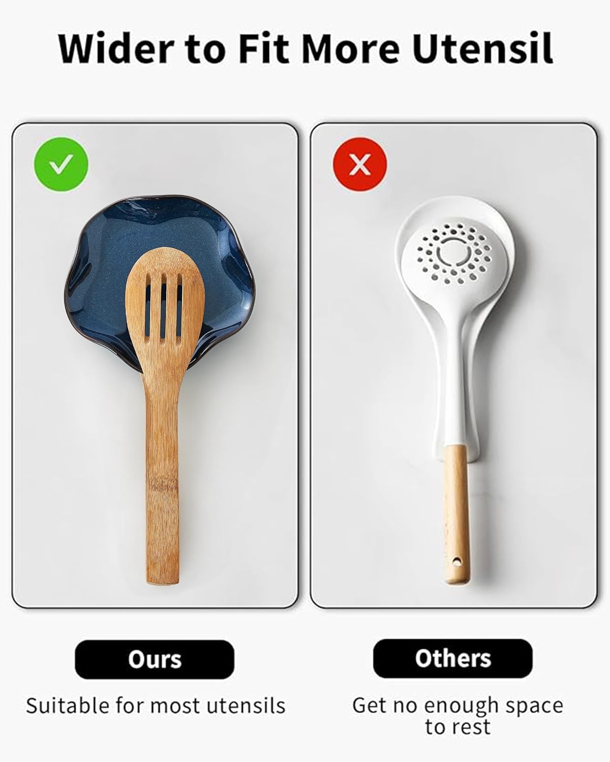 Spoon Rest for Stove Top, Ceramic Spoon Holder for Counter, Modern Farmhouse Decor Accessories for Spatula, Spoons or Tongs
