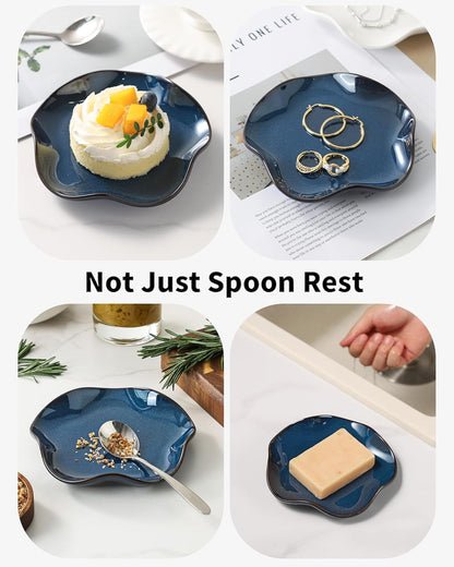 Spoon Rest for Stove Top, Ceramic Spoon Holder for Counter, Modern Farmhouse Decor Accessories for Spatula, Spoons or Tongs