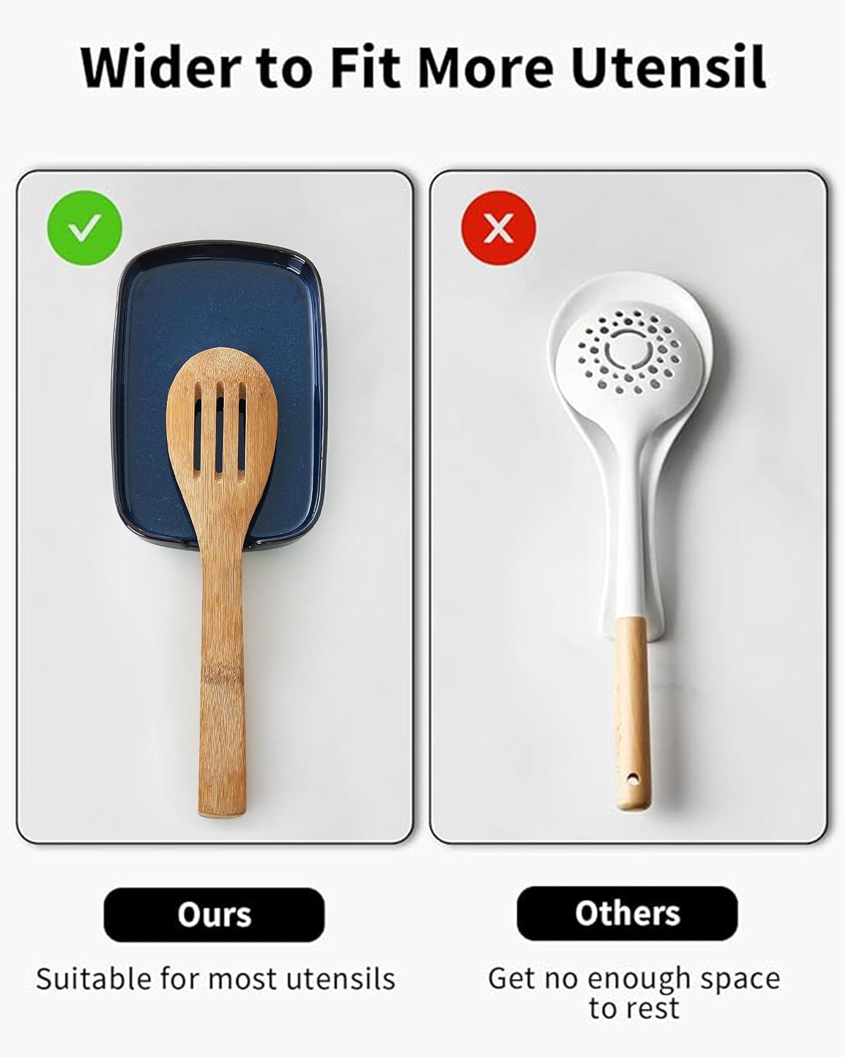 Spoon Rest for Stove Top, Ceramic Spoon Holder for Counter, Modern Farmhouse Decor Accessories for Spatula, Spoons or Tongs