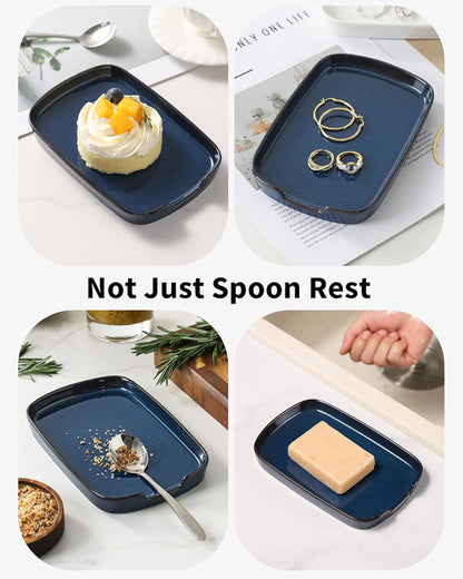 Spoon Rest for Stove Top, Ceramic Spoon Holder for Counter, Modern Farmhouse Decor Accessories for Spatula, Spoons or Tongs