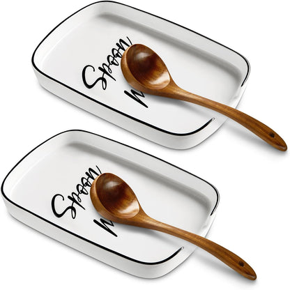 Spoon Rest for Stove Top, Ceramic Spoon Holder for Counter, Modern Farmhouse Decor Accessories for Spatula, Spoons or Tongs