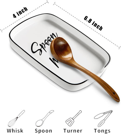 Spoon Rest for Stove Top, Ceramic Spoon Holder for Counter, Modern Farmhouse Decor Accessories for Spatula, Spoons or Tongs
