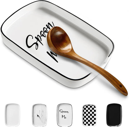 Spoon Rest for Stove Top, Ceramic Spoon Holder for Counter, Modern Farmhouse Decor Accessories for Spatula, Spoons or Tongs
