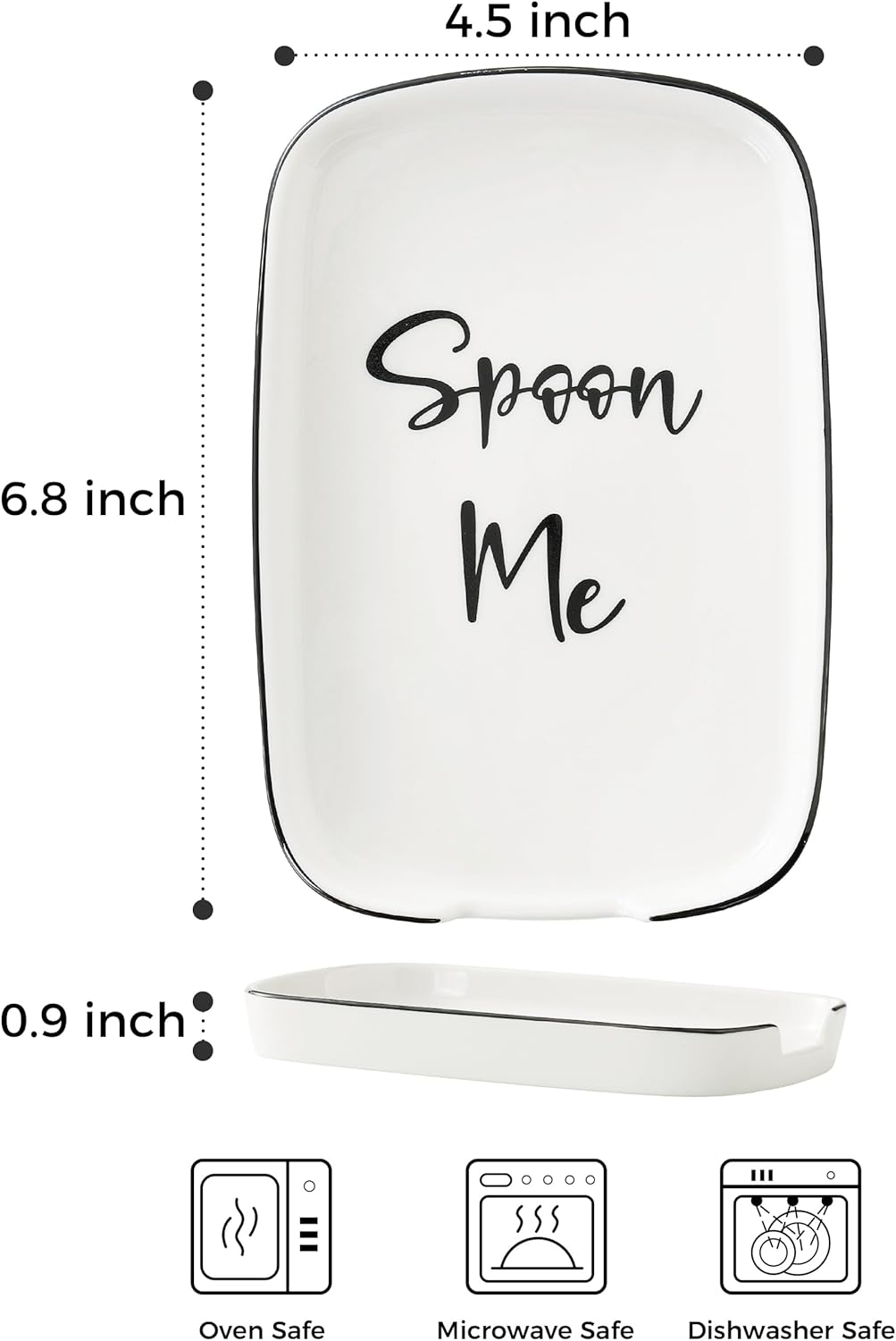 Spoon Rest for Stove Top, Ceramic Spoon Holder for Counter, Modern Farmhouse Decor Accessories for Spatula, Spoons or Tongs