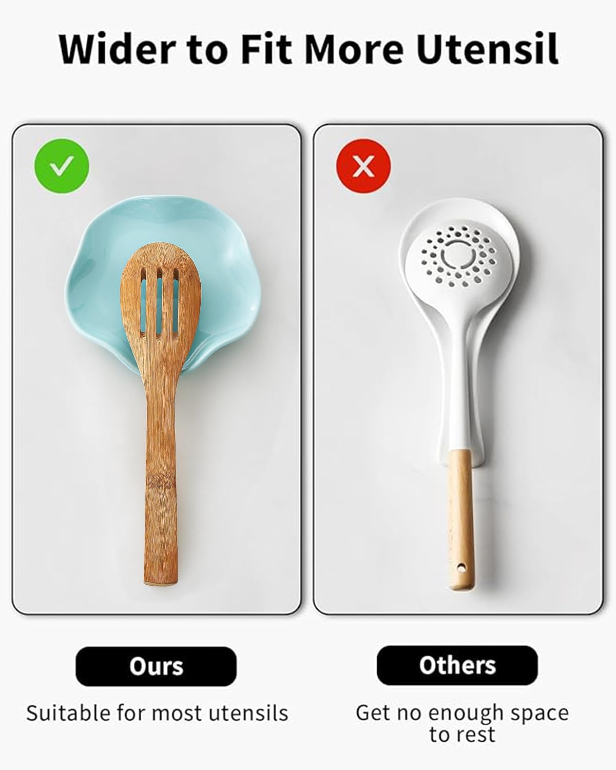 Spoon Rest for Stove Top, Ceramic Spoon Holder for Counter, Modern Farmhouse Decor Accessories for Spatula, Spoons or Tongs