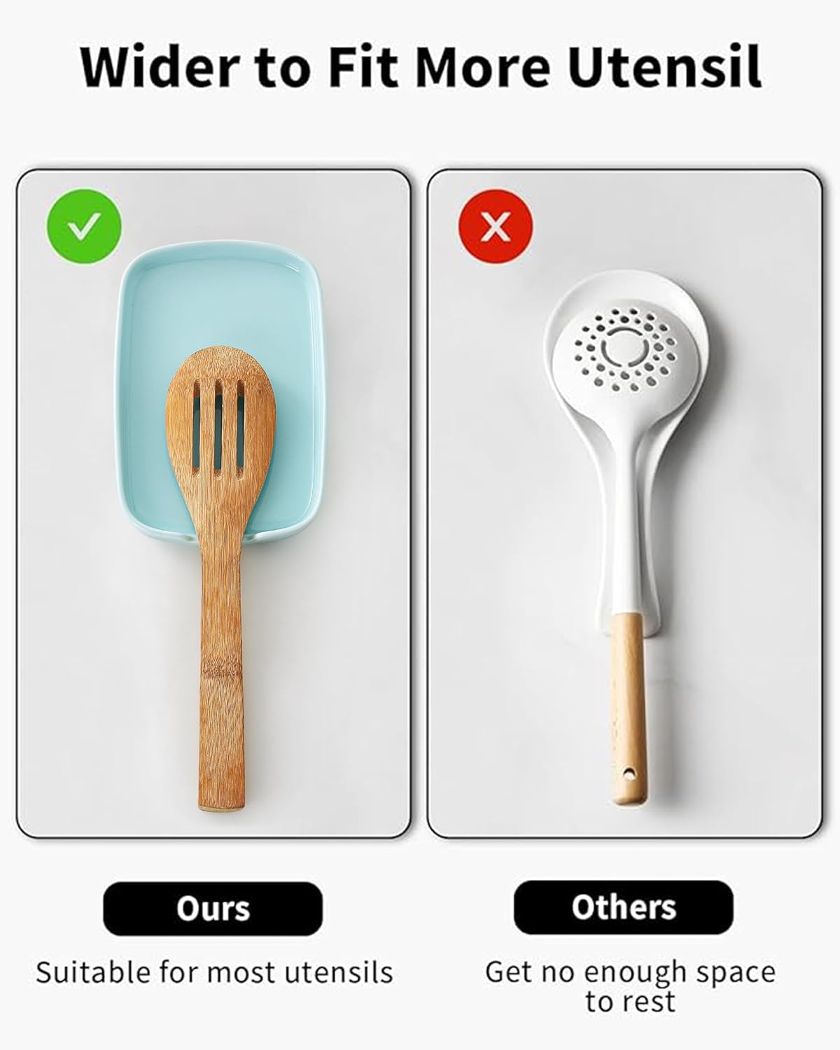 Spoon Rest for Stove Top, Ceramic Spoon Holder for Counter, Modern Farmhouse Decor Accessories for Spatula, Spoons or Tongs