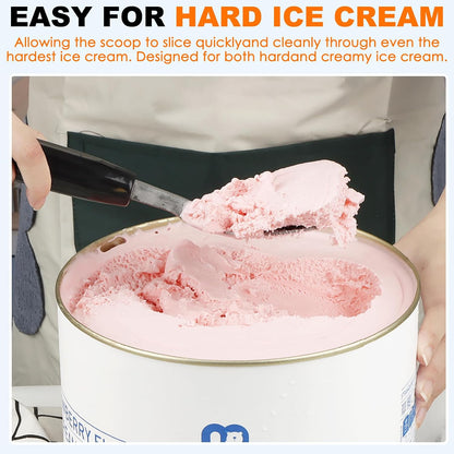 Stainless Steel Ice Cream Spade with Non-Slip Handle, Heavy Duty Ice Cream Spade Scoop for Hard or Creamy Ice Cream, Durable Bend Proof Flat Ice Cream Paddle, Easy Scooping & Dishwasher Safe