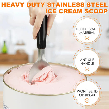 Stainless Steel Ice Cream Spade with Non-Slip Handle, Heavy Duty Ice Cream Spade Scoop for Hard or Creamy Ice Cream, Durable Bend Proof Flat Ice Cream Paddle, Easy Scooping & Dishwasher Safe