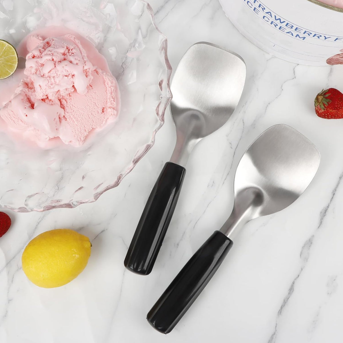 Stainless Steel Ice Cream Spade with Non-Slip Handle, Heavy Duty Ice Cream Spade Scoop for Hard or Creamy Ice Cream, Durable Bend Proof Flat Ice Cream Paddle, Easy Scooping & Dishwasher Safe