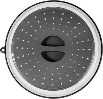 Microwave Splatter Covers, 10.4" Collapsible Microwave Lid for Food, 300°F Heat-Resistant PP Splatter Guard for Plate Dish, Multi-Use Kitchen Colander Gadget for Washing Fruits Vegetables