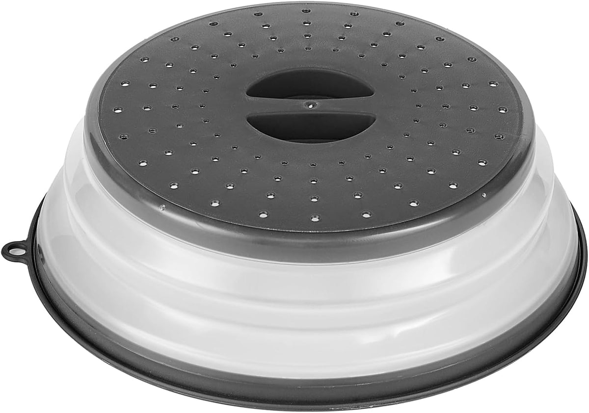 Microwave Splatter Covers, 10.4" Collapsible Microwave Lid for Food, 300°F Heat-Resistant PP Splatter Guard for Plate Dish, Multi-Use Kitchen Colander Gadget for Washing Fruits Vegetables