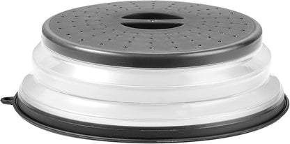 Microwave Splatter Covers, 10.4" Collapsible Microwave Lid for Food, 300°F Heat-Resistant PP Splatter Guard for Plate Dish, Multi-Use Kitchen Colander Gadget for Washing Fruits Vegetables
