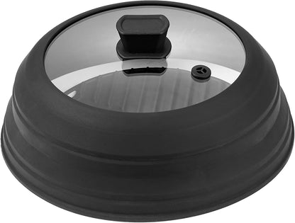 Microwave Splatter Covers, 10.4" Collapsible Microwave Lid for Food, 300°F Heat-Resistant PP Splatter Guard for Plate Dish, Multi-Use Kitchen Colander Gadget for Washing Fruits Vegetables