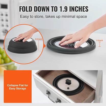 Microwave Splatter Covers, 10.4" Collapsible Microwave Lid for Food, 300°F Heat-Resistant PP Splatter Guard for Plate Dish, Multi-Use Kitchen Colander Gadget for Washing Fruits Vegetables