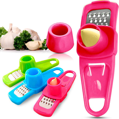 Garlic Grinder-Hand Garlic Grinder-Small Hand Grinder for Garlic-Garlic Slicer-Garlic Mincer-2025 New Hand Press Garlic Chopper-Garlic Press Hand Specialty Tools (Pink)