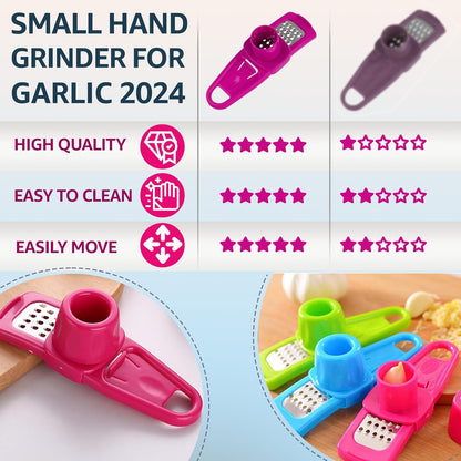 Garlic Grinder-Hand Garlic Grinder-Small Hand Grinder for Garlic-Garlic Slicer-Garlic Mincer-2025 New Hand Press Garlic Chopper-Garlic Press Hand Specialty Tools (Pink)