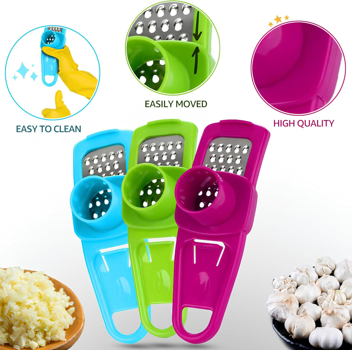 Garlic Grinder-Hand Garlic Grinder-Small Hand Grinder for Garlic-Garlic Slicer-Garlic Mincer-2025 New Hand Press Garlic Chopper-Garlic Press Hand Specialty Tools (Pink)