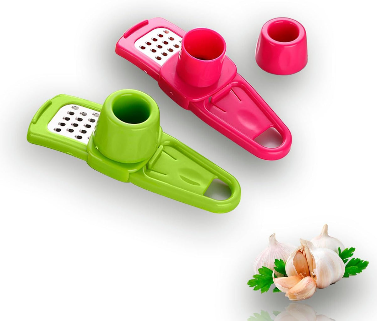 Garlic Grinder-Hand Garlic Grinder-Small Hand Grinder for Garlic-Garlic Slicer-Garlic Mincer-2025 New Hand Press Garlic Chopper-Garlic Press Hand Specialty Tools (Pink)