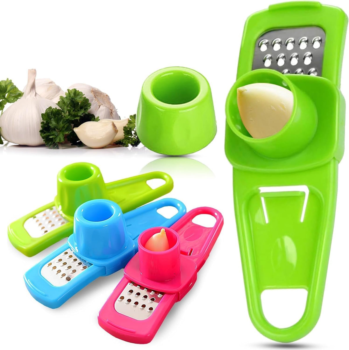 Garlic Grinder-Hand Garlic Grinder-Small Hand Grinder for Garlic-Garlic Slicer-Garlic Mincer-2025 New Hand Press Garlic Chopper-Garlic Press Hand Specialty Tools (Pink)