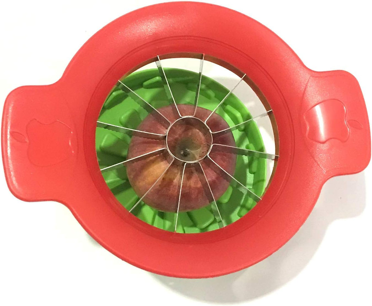 Apple Cutter Slicer Dicer Corer Pear Slicer 12 Slices Attached Safety Cover Protect Fingers while In-Use and Blades while in Storage Thin Apple Divider Pitter Stainless Steel Ultra-Sharp Blade