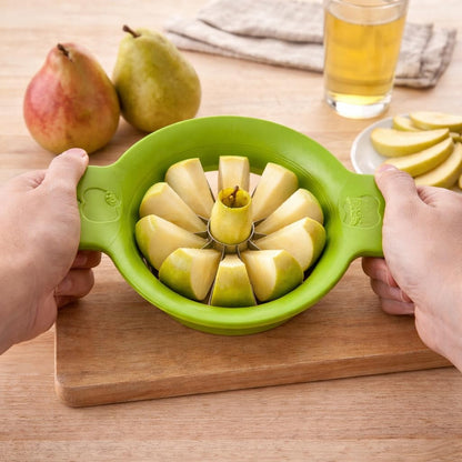 Apple Cutter Slicer Dicer Corer Pear Slicer 12 Slices Attached Safety Cover Protect Fingers while In-Use and Blades while in Storage Thin Apple Divider Pitter Stainless Steel Ultra-Sharp Blade