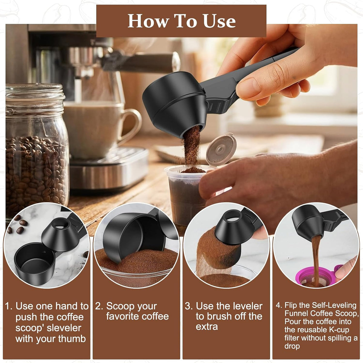 Coffee Spoon Funnel Set, Anti-Stain Measuring Spoon, 2 Tablespoon Capacity, Also Suitable for Protein Powder, Tea, etc., 1 Pcs