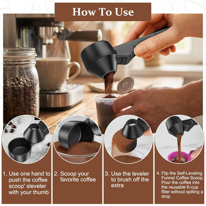Coffee Spoon Funnel Set, Anti-Stain Measuring Spoon, 2 Tablespoon Capacity, Also Suitable for Protein Powder, Tea, etc., 1 Pcs