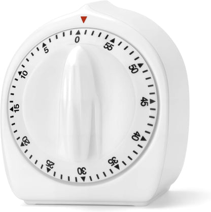 Kitchen Timers for Cooking, 60 Minute Wind Up - Chef Cooking Timer with Loud Alarm,100% Mechanical Desk Timer -No Batteries Required - Manual Countdown timers for Home, Study and Cooking (White)