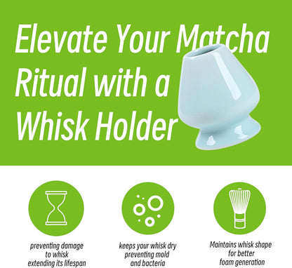 Matcha Whisk Set,Bamboo Matcha Whisk (100 prongs) with Black Holder,6-PCS Traditional Starter Set,Scoop (Chashaku),Bamboo Chasen for Making Latte,Ceremony Accessory,Gife for Friend/Family