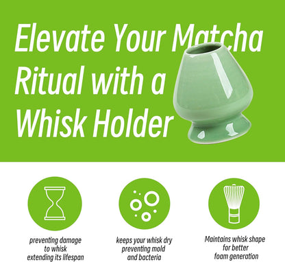 Matcha Whisk Set,Bamboo Matcha Whisk (100 prongs) with Black Holder,6-PCS Traditional Starter Set,Scoop (Chashaku),Bamboo Chasen for Making Latte,Ceremony Accessory,Gife for Friend/Family