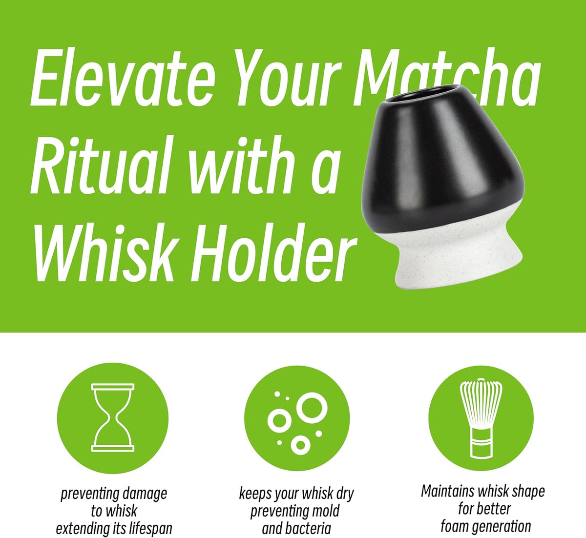 Matcha Whisk Set,Bamboo Matcha Whisk (100 prongs) with Black Holder,6-PCS Traditional Starter Set,Scoop (Chashaku),Bamboo Chasen for Making Latte,Ceremony Accessory,Gife for Friend/Family