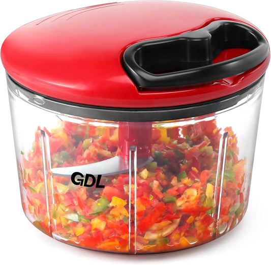 Food Chopper, Vegetable Chopper, Pull String Onion Chopper Dicer, 800ML | Manual Chopper Dicer for Oinon, Garlic, Nut, 420 Stainless Steel Blade, Dishwasher Safe, Fast Cutting, Anti-Slip Base, No BPA