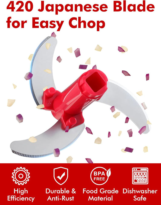 Food Chopper, Vegetable Chopper, Pull String Onion Chopper Dicer, 800ML | Manual Chopper Dicer for Oinon, Garlic, Nut, 420 Stainless Steel Blade, Dishwasher Safe, Fast Cutting, Anti-Slip Base, No BPA