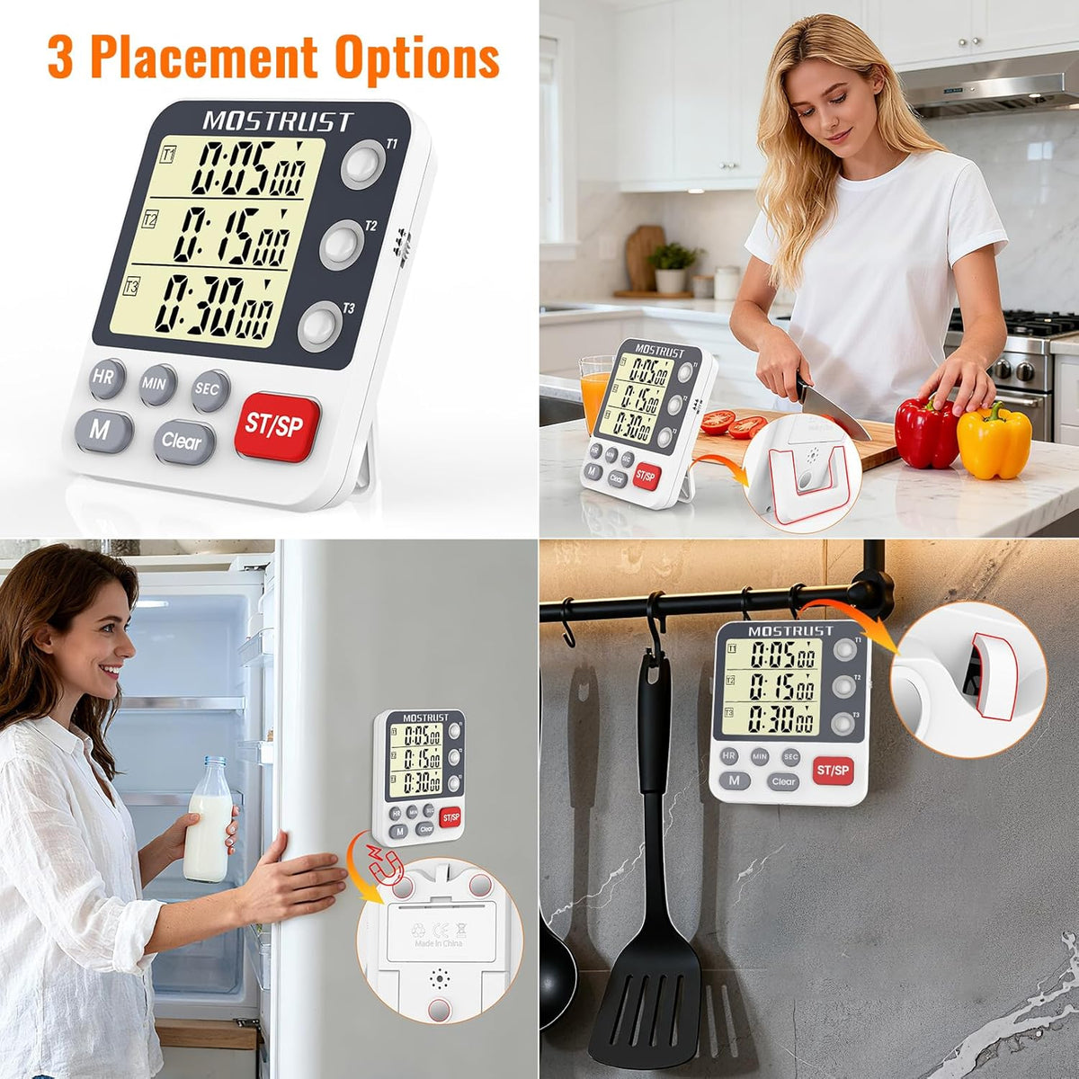 Digital Dual Kitchen Timer, Multiple Channels Countdown Timer
