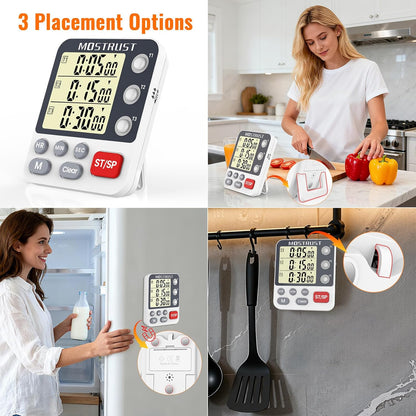 Digital Dual Kitchen Timer, Multiple Channels Countdown Timer