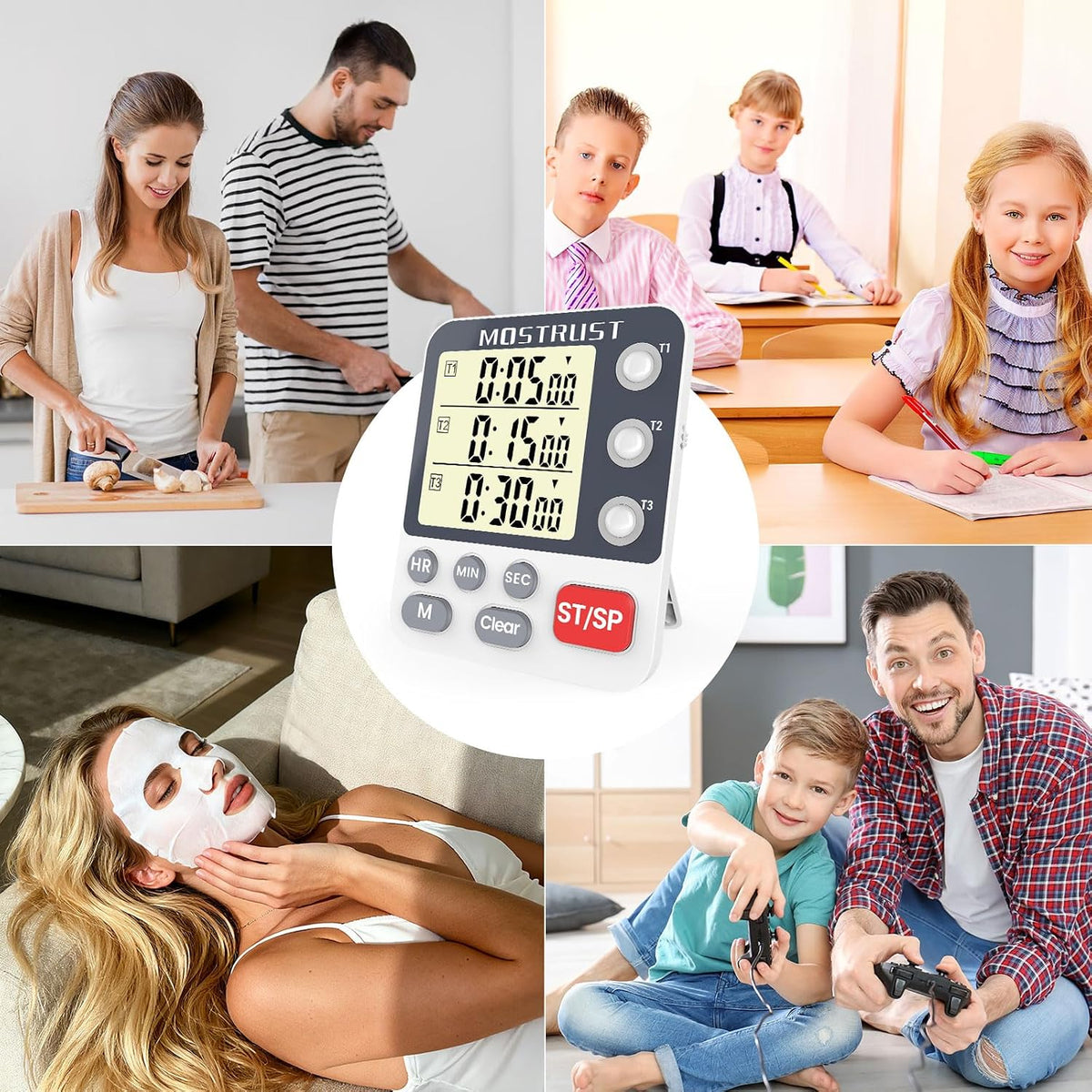 Digital Dual Kitchen Timer, Multiple Channels Countdown Timer