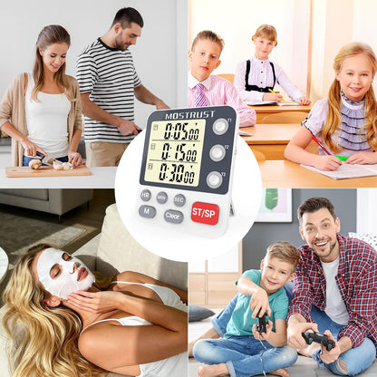 Digital Dual Kitchen Timer, Multiple Channels Countdown Timer