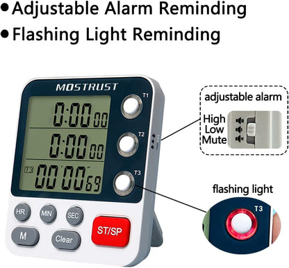 Digital Dual Kitchen Timer, Multiple Channels Countdown Timer