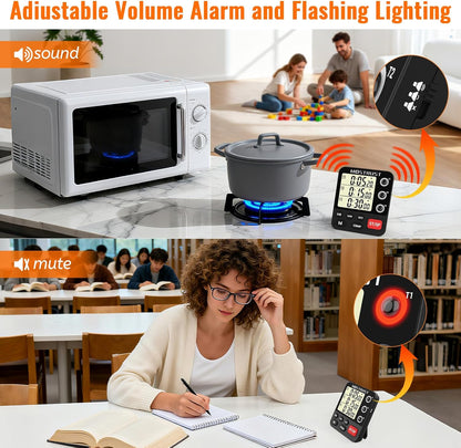 Digital Dual Kitchen Timer, Multiple Channels Countdown Timer