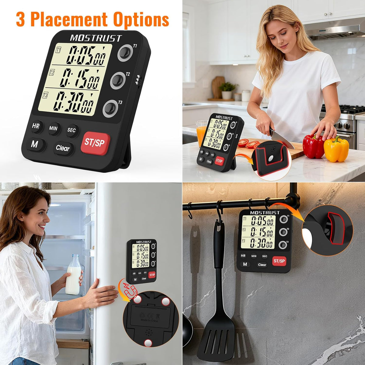 Digital Dual Kitchen Timer, Multiple Channels Countdown Timer