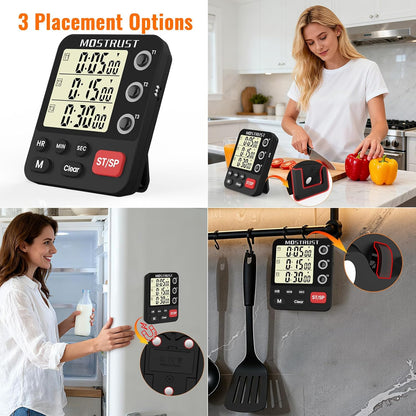 Digital Dual Kitchen Timer, Multiple Channels Countdown Timer