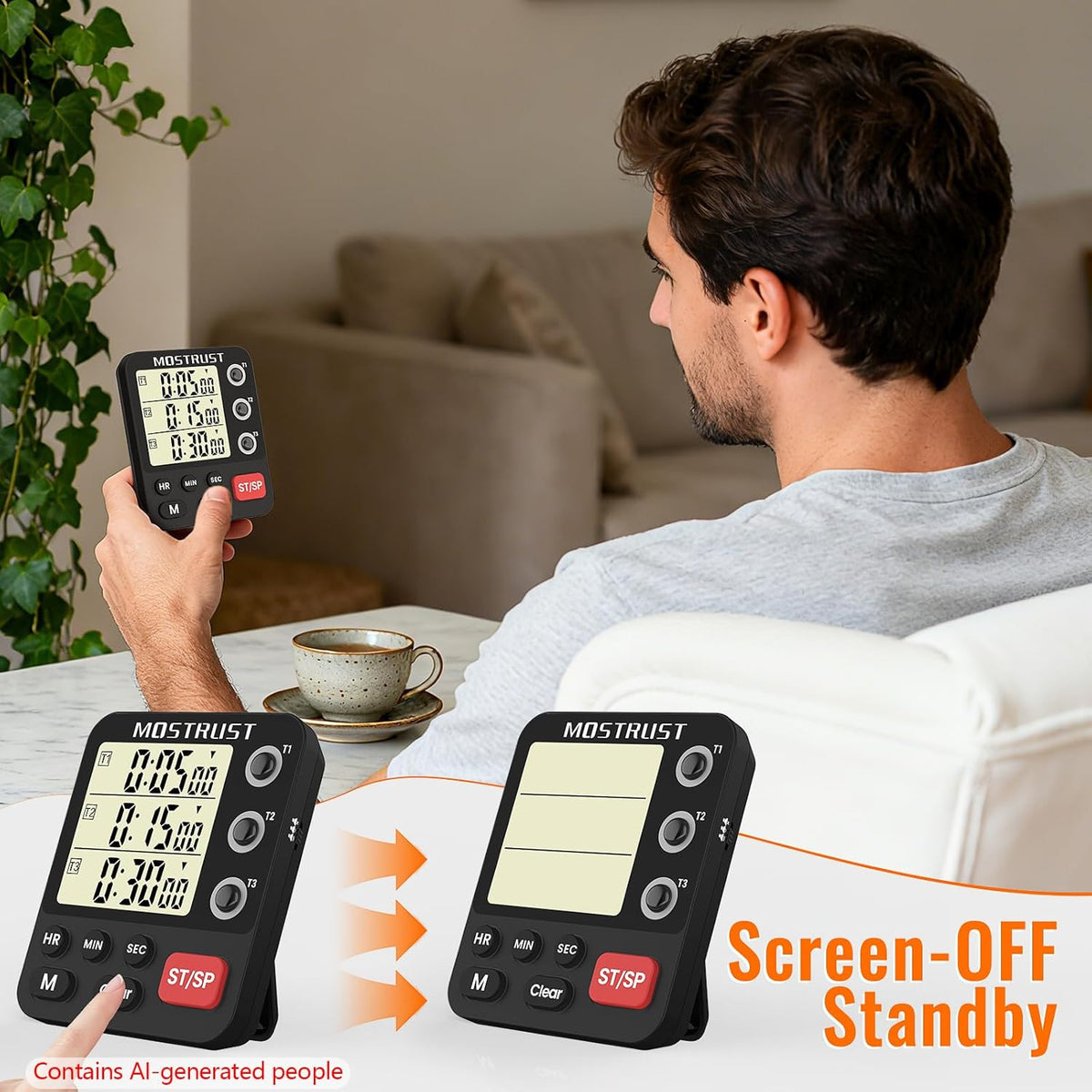 Digital Dual Kitchen Timer, Multiple Channels Countdown Timer