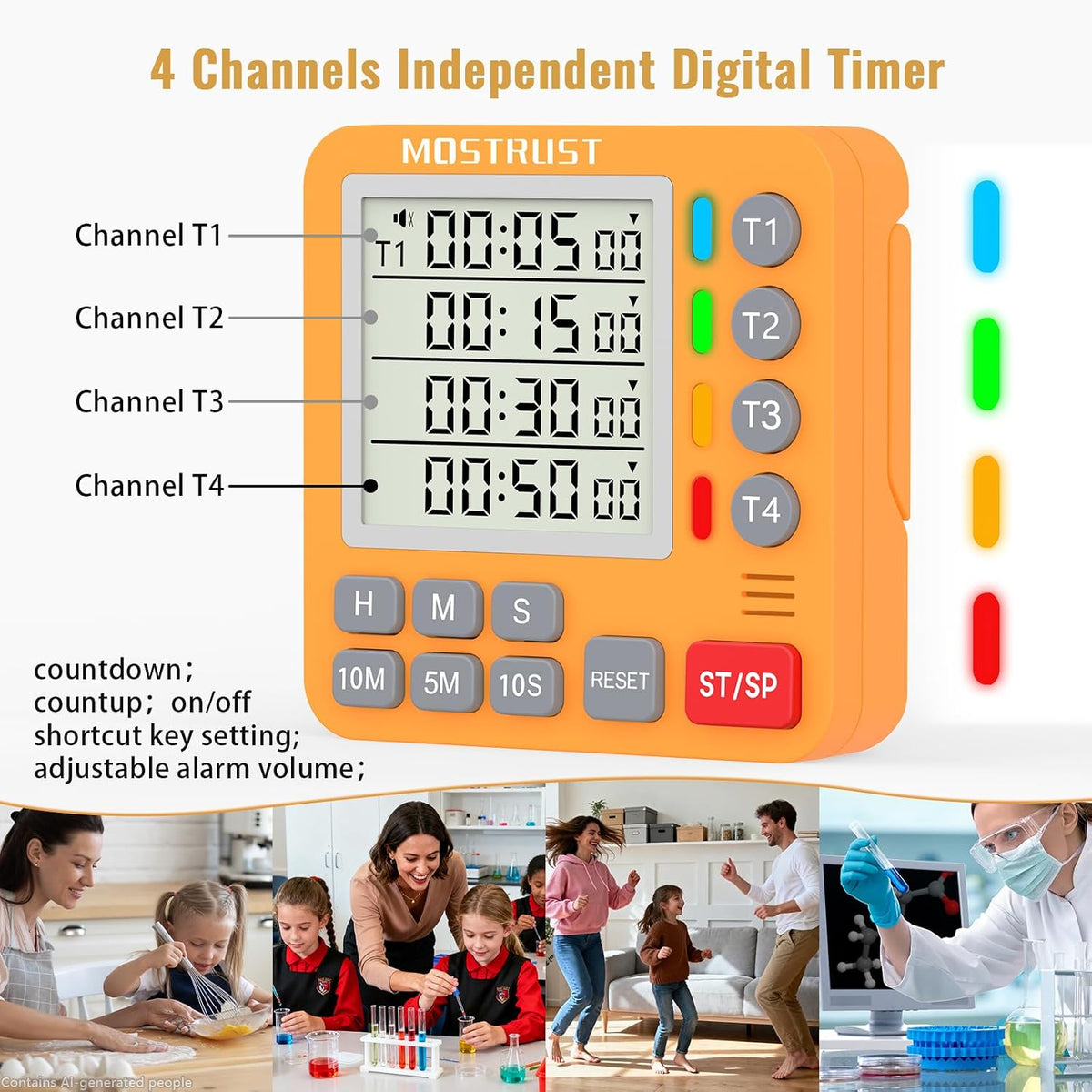 Digital Dual Kitchen Timer, Multiple Channels Countdown Timer