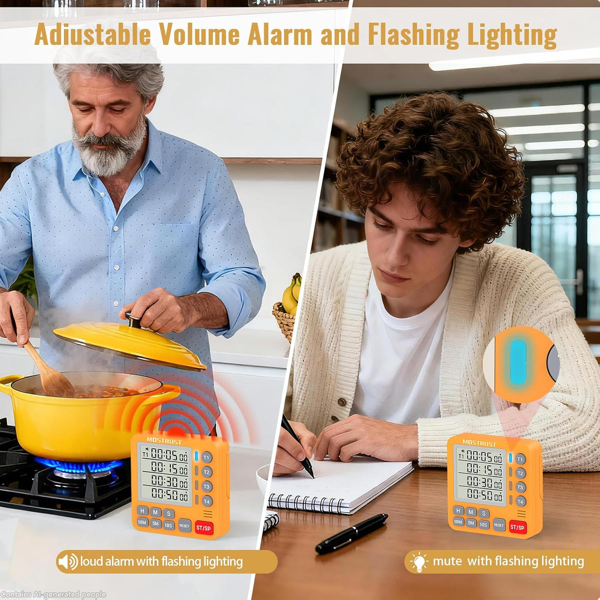 Digital Dual Kitchen Timer, Multiple Channels Countdown Timer