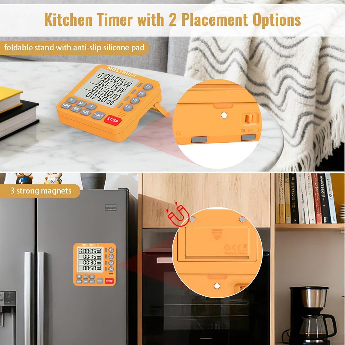 Digital Dual Kitchen Timer, Multiple Channels Countdown Timer